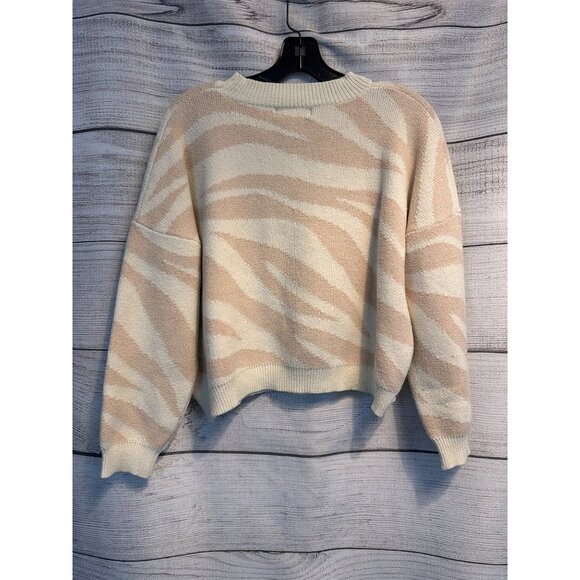 Lulus Zebra Stripe Cream Knit Sweater Size M - Picture 4 of 4